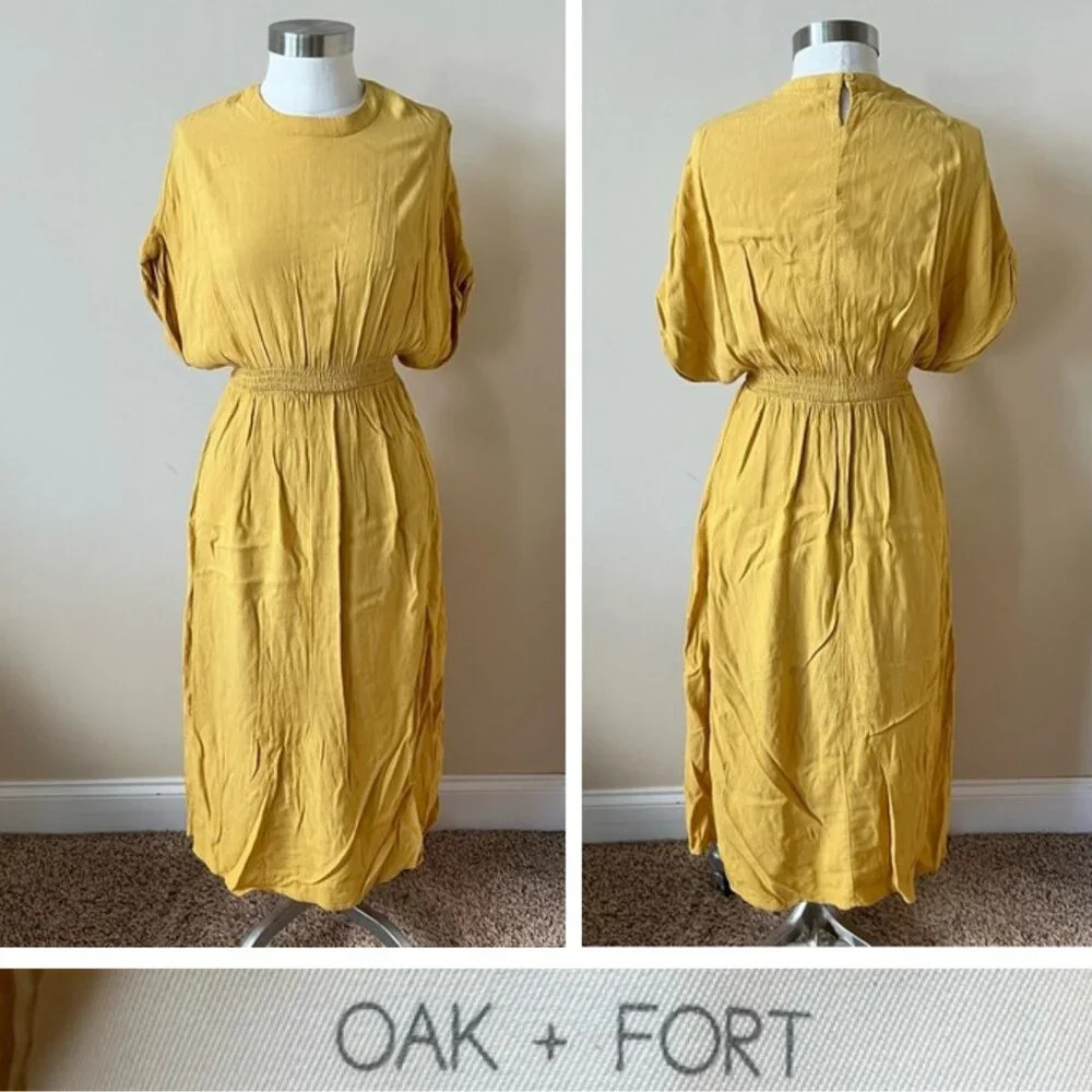 Oak + Fort Yellow Dolman Sleeve Midi Dress - 26215